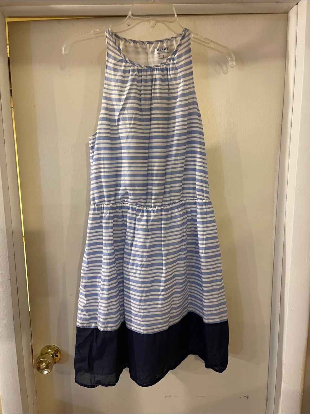 Old Navy Blue & White Striped Halter Dress with Navy Bottom